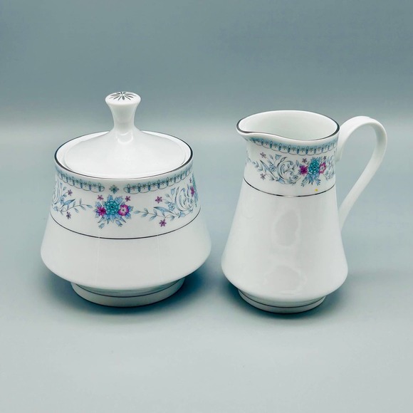 Crown Ming Harmony Creamer And Sugar Bowl With Lid - Picture 1 of 6